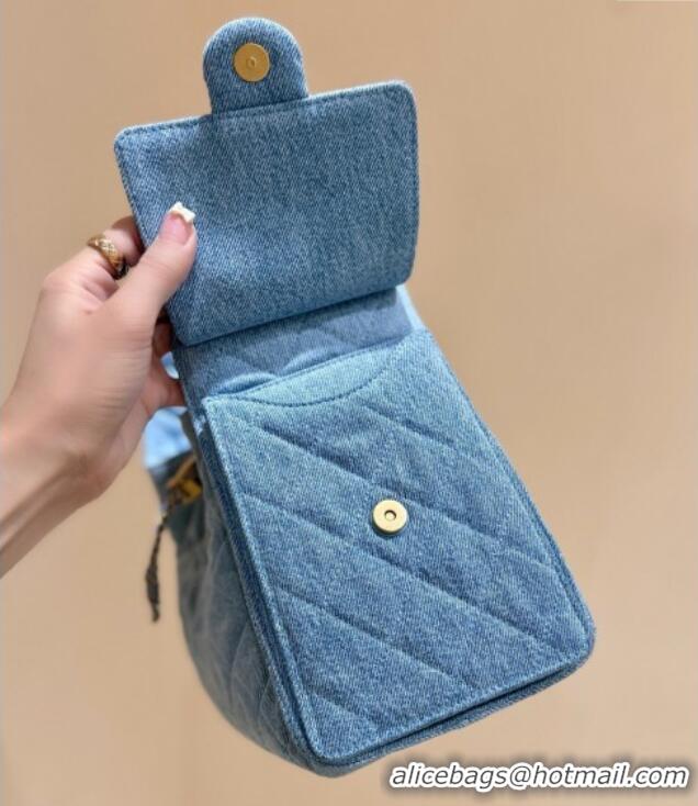 Best Price Chanel 25 Small Handbag in Light Blue Denim AS5293 Spring-Summer 2025 Top Quality