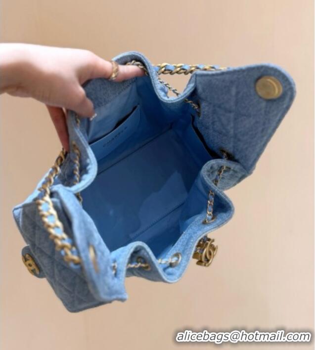 Best Price Chanel 25 Small Handbag in Light Blue Denim AS5293 Spring-Summer 2025 Top Quality