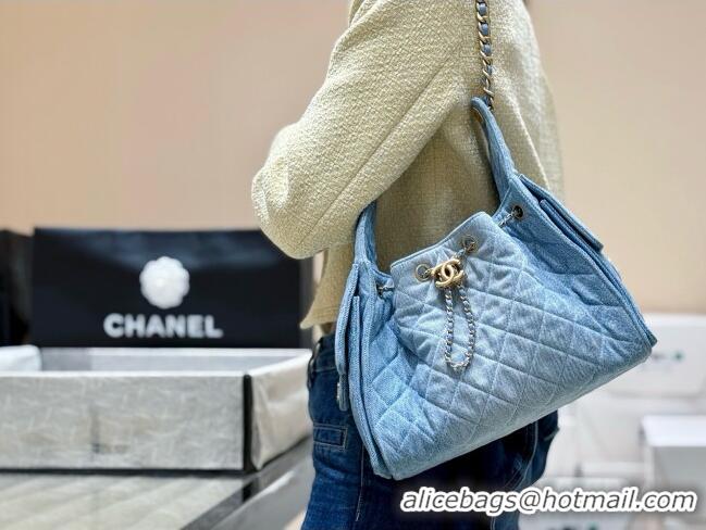 Best Price Chanel 25 Small Handbag in Light Blue Denim AS5293 Spring-Summer 2025 Top Quality