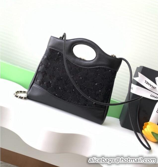 Free Shipping Discount Chanel Sequins Mini 31 Shopping Bag AS4133 Black 2025