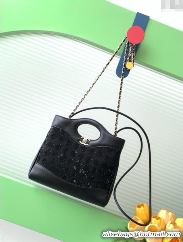 Free Shipping Discount Chanel Sequins Mini 31 Shopping Bag AS4133 Black 2025