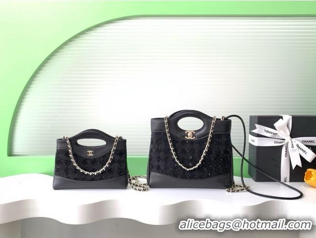 Free Shipping Discount Chanel Sequins Mini 31 Shopping Bag AS4133 Black 2025