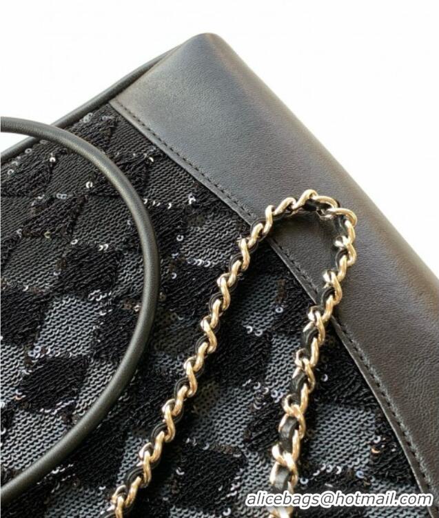 Free Shipping Discount Chanel Sequins Mini 31 Shopping Bag AS4133 Black 2025