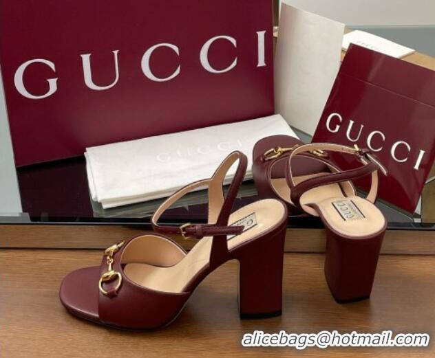 Unique Style Gucci Leather Horsebit Sandals 9.5cm Rosso Ancora Red Leather 5033001
