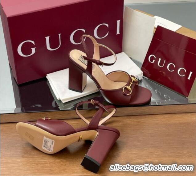 Unique Style Gucci Leather Horsebit Sandals 9.5cm Rosso Ancora Red Leather 5033001