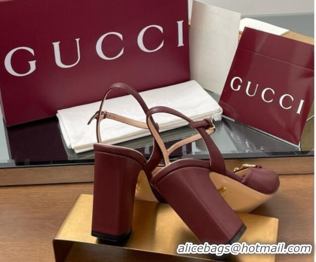 Unique Style Gucci Leather Horsebit Sandals 9.5cm Rosso Ancora Red Leather 5033001