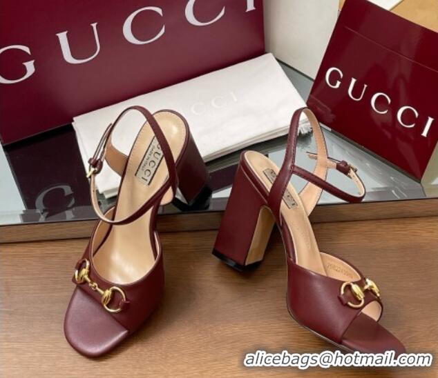 Unique Style Gucci Leather Horsebit Sandals 9.5cm Rosso Ancora Red Leather 5033001