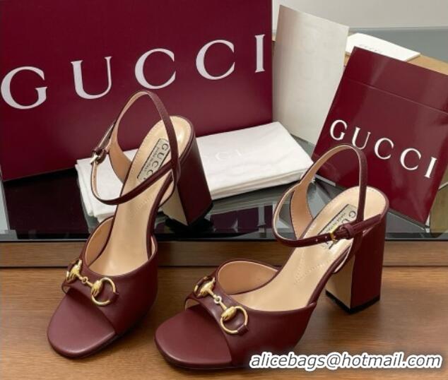 Unique Style Gucci Leather Horsebit Sandals 9.5cm Rosso Ancora Red Leather 5033001