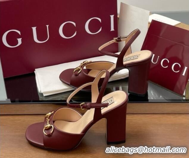 Unique Style Gucci Leather Horsebit Sandals 9.5cm Rosso Ancora Red Leather 5033001