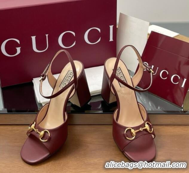 Unique Style Gucci Leather Horsebit Sandals 9.5cm Rosso Ancora Red Leather 5033001