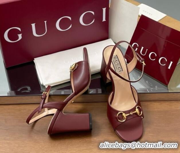 Unique Style Gucci Leather Horsebit Sandals 9.5cm Rosso Ancora Red Leather 5033001