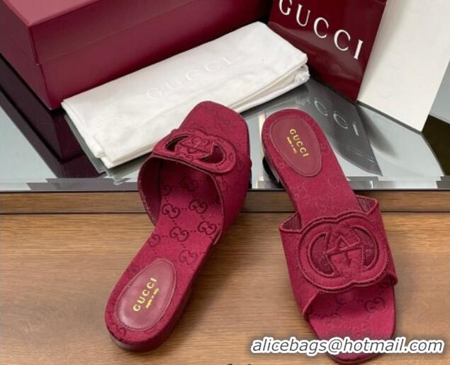 Luxury Gucci GG Canvas Interlocking G Flat Slides Sandal Ancora Red 2025 835723