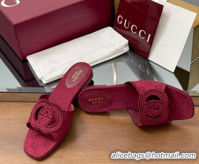 Luxury Gucci GG Canvas Interlocking G Flat Slides Sandal Ancora Red 2025 835723