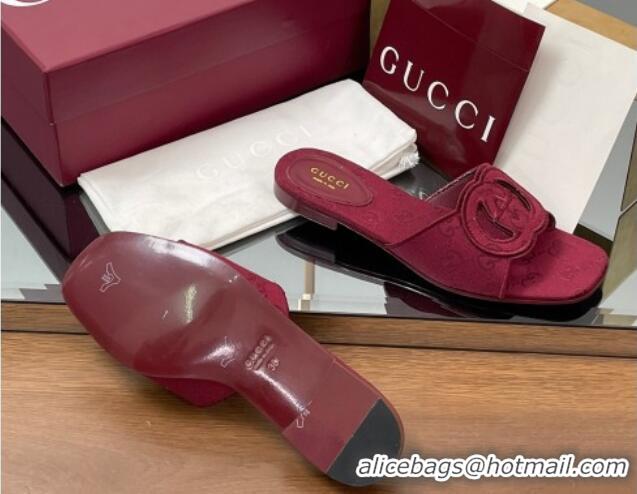Luxury Gucci GG Canvas Interlocking G Flat Slides Sandal Ancora Red 2025 835723