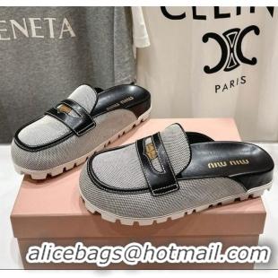 Market Sells Miu Miu Penny Leather and Canvas Platform Mules M0426 Black 2025