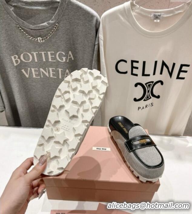 Market Sells Miu Miu Penny Leather and Canvas Platform Mules M0426 Black 2025