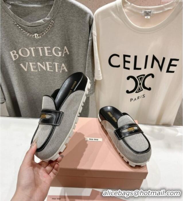 Market Sells Miu Miu Penny Leather and Canvas Platform Mules M0426 Black 2025