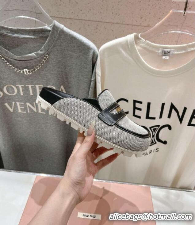 Market Sells Miu Miu Penny Leather and Canvas Platform Mules M0426 Black 2025