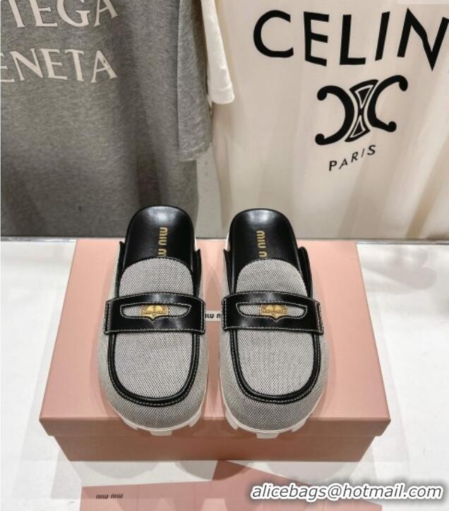 Market Sells Miu Miu Penny Leather and Canvas Platform Mules M0426 Black 2025