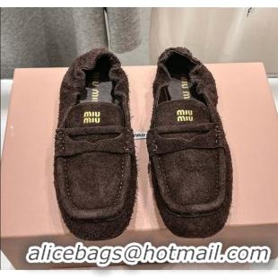 Inexpensive Miu Miu Suede flat loafers Briarwood 5D341E Brown 2025