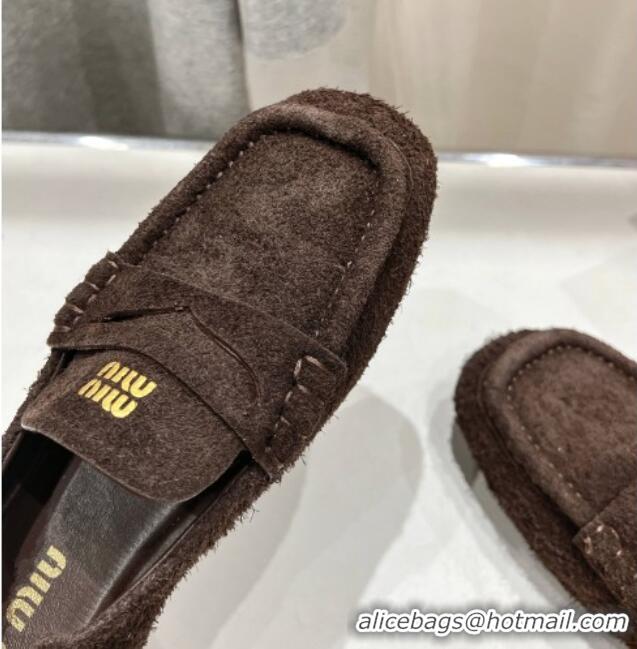 Inexpensive Miu Miu Suede flat loafers Briarwood 5D341E Brown 2025