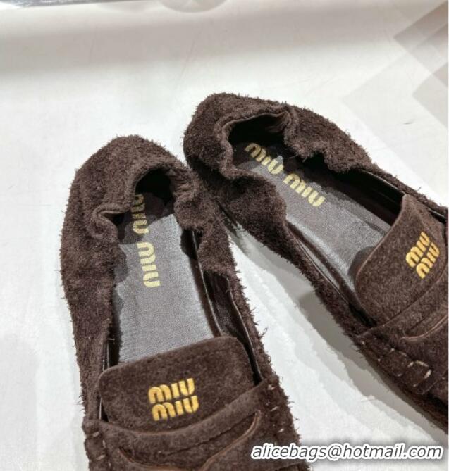 Inexpensive Miu Miu Suede flat loafers Briarwood 5D341E Brown 2025