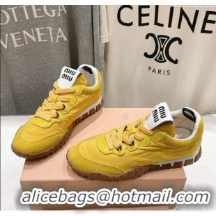 Top Quality Miu Miu Tyre Technical and Suede Sneakers 5E417E Yellow 2025