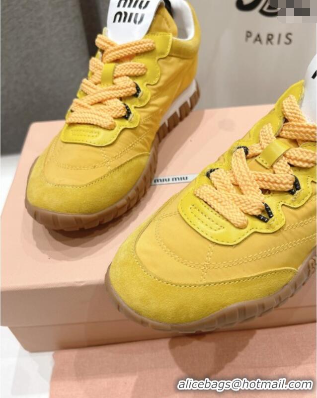 Top Quality Miu Miu Tyre Technical and Suede Sneakers 5E417E Yellow 2025