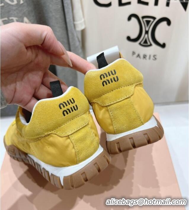 Top Quality Miu Miu Tyre Technical and Suede Sneakers 5E417E Yellow 2025