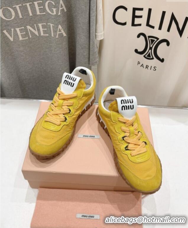 Top Quality Miu Miu Tyre Technical and Suede Sneakers 5E417E Yellow 2025