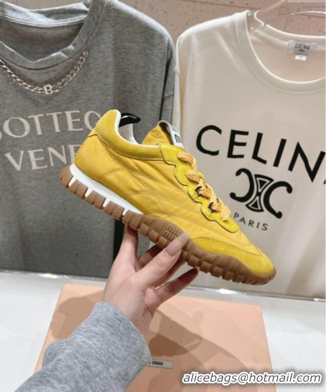 Top Quality Miu Miu Tyre Technical and Suede Sneakers 5E417E Yellow 2025