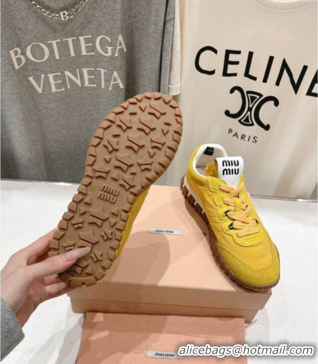 Top Quality Miu Miu Tyre Technical and Suede Sneakers 5E417E Yellow 2025