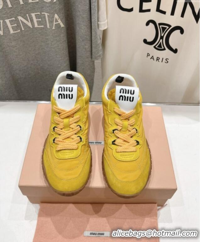 Top Quality Miu Miu Tyre Technical and Suede Sneakers 5E417E Yellow 2025