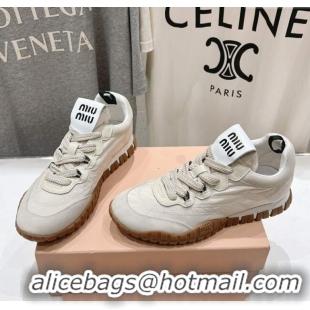 Buy Discount Miu Miu Tyre Technical and Suede Sneakers 5E417E Light Grey 2025