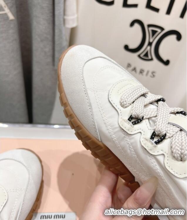 Buy Discount Miu Miu Tyre Technical and Suede Sneakers 5E417E Light Grey 2025