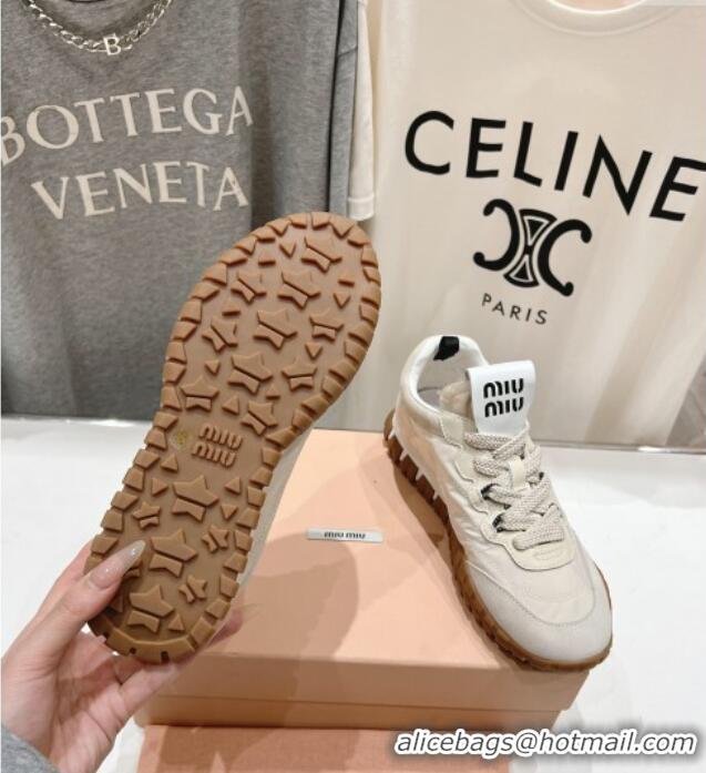 Buy Discount Miu Miu Tyre Technical and Suede Sneakers 5E417E Light Grey 2025