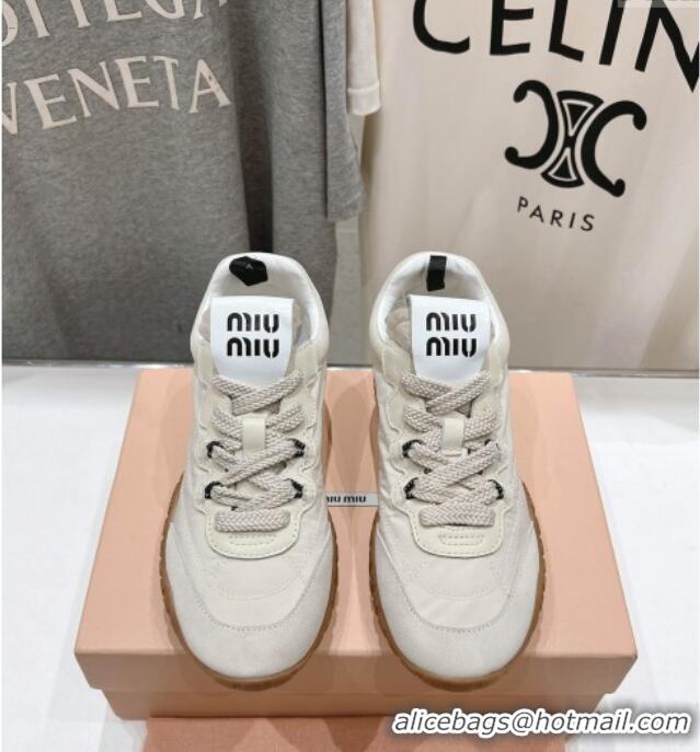 Buy Discount Miu Miu Tyre Technical and Suede Sneakers 5E417E Light Grey 2025