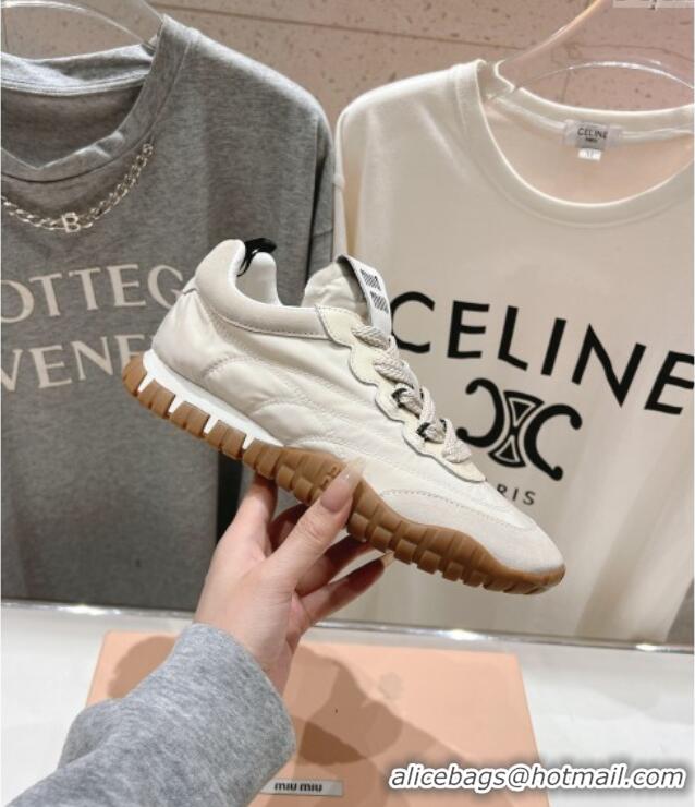 Buy Discount Miu Miu Tyre Technical and Suede Sneakers 5E417E Light Grey 2025