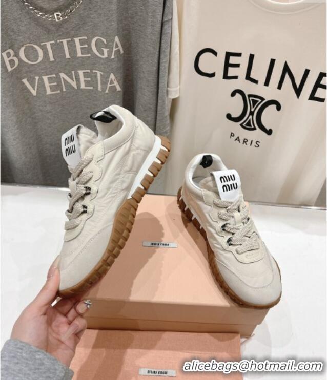 Buy Discount Miu Miu Tyre Technical and Suede Sneakers 5E417E Light Grey 2025