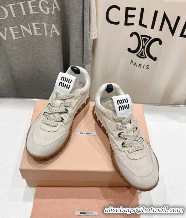 Buy Discount Miu Miu Tyre Technical and Suede Sneakers 5E417E Light Grey 2025