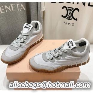 ​New Stylish Miu Miu Tyre Technical and Suede Sneakers 5E417E Cloud Grey 2025