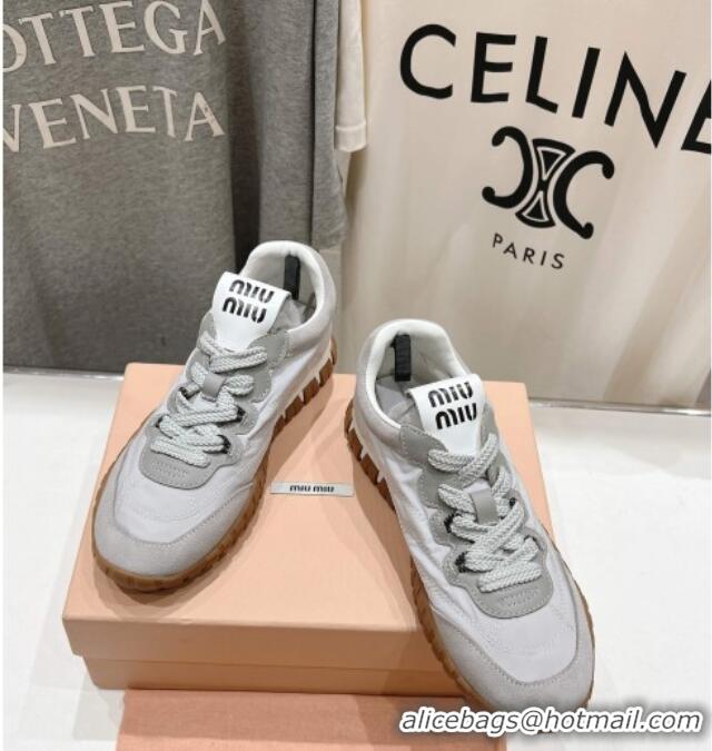 ​New Stylish Miu Miu Tyre Technical and Suede Sneakers 5E417E Cloud Grey 2025