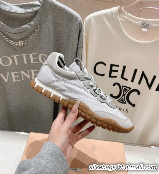 ​New Stylish Miu Miu Tyre Technical and Suede Sneakers 5E417E Cloud Grey 2025