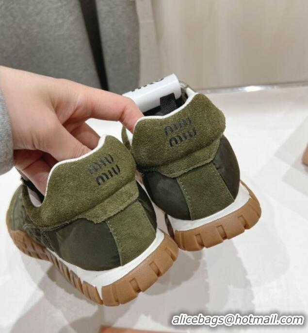 Inexpensive Miu Miu Tyre Technical and Suede Sneakers 5E417E Green 2025
