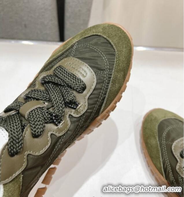 Inexpensive Miu Miu Tyre Technical and Suede Sneakers 5E417E Green 2025
