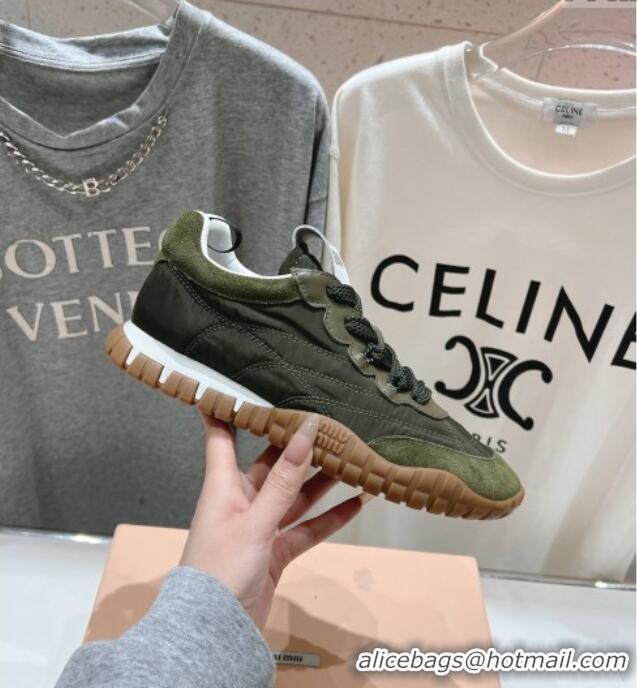 Inexpensive Miu Miu Tyre Technical and Suede Sneakers 5E417E Green 2025