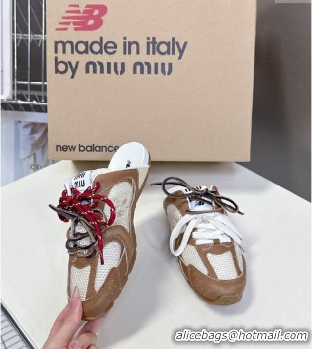 ​Discount New Balance x Miu Miu 530 SL Sneaker Mules in Deco Leather and Mesh M6040 Brown 2025