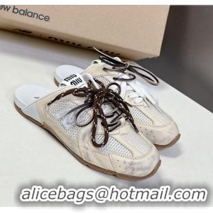 ​Original Cheap New Balance x Miu Miu 530 SL Sneaker Mules in Deco Leather and Mesh M6040 White 2025