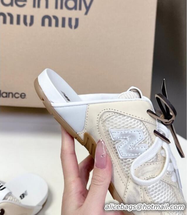 ​Original Cheap New Balance x Miu Miu 530 SL Sneaker Mules in Deco Leather and Mesh M6040 White 2025