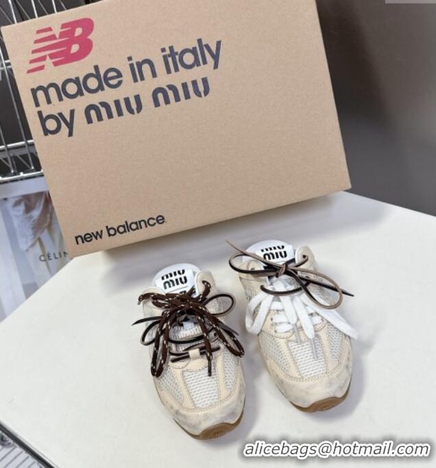 ​Original Cheap New Balance x Miu Miu 530 SL Sneaker Mules in Deco Leather and Mesh M6040 White 2025